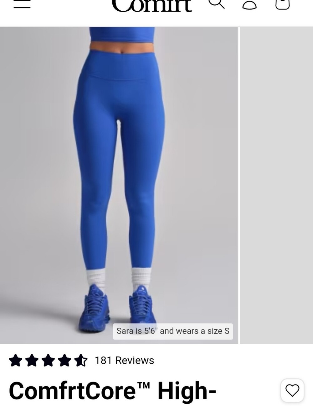 ComfortCore Cobalt Blue Activewear Set Crop Tank XS & High Waist Leggings S - Picture 8 of 8
